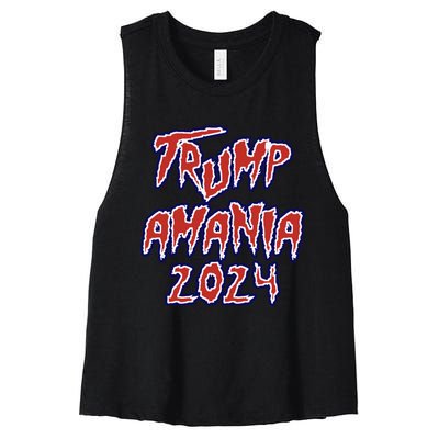 Trump Republican Convention Wrestling Meme Trumpamania Let Trumpamania Run Wild Women's Racerback Cropped Tank