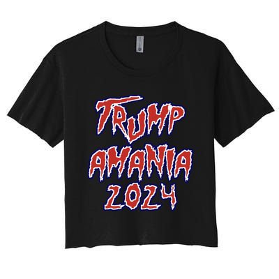 Trump Republican Convention Wrestling Meme Trumpamania Let Trumpamania Run Wild Women's Crop Top Tee