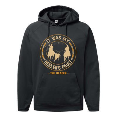 Team Roping Cowboy Rodeo Design For A Team Roper Boy Performance Fleece Hoodie