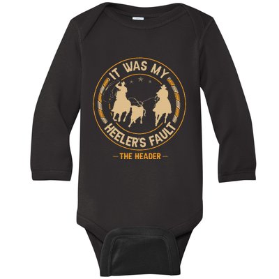 Team Roping Cowboy Rodeo Design For A Team Roper Boy Baby Long Sleeve Bodysuit