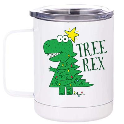 Tree Rex Christmas Gift T Rex Dinosaur Christmas Gift 12 oz Stainless Steel Tumbler Cup