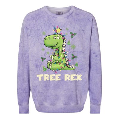 Tree Rex Christmas Tree Dinosaur Cute Xmas Gift Colorblast Crewneck Sweatshirt