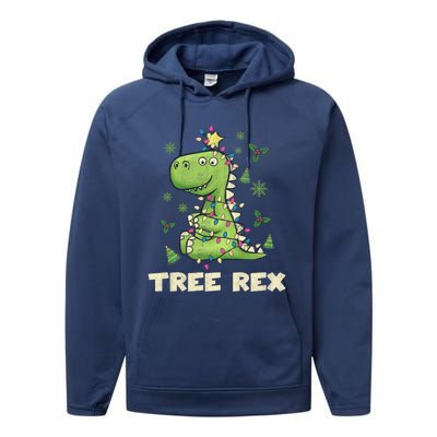 Tree Rex Christmas Tree Dinosaur Cute Xmas Gift Performance Fleece Hoodie