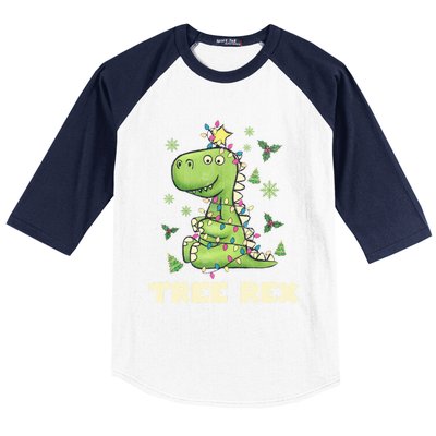 Tree Rex Christmas Tree Dinosaur Cute Xmas Gift Baseball Sleeve Shirt