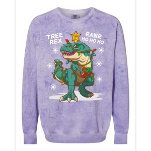 Tree Rex Christmas Tree Dinosaur Costume For Christma Cute Gift Colorblast Crewneck Sweatshirt