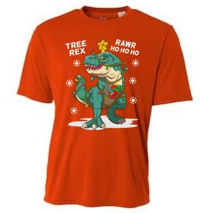 Tree Rex Christmas Tree Dinosaur Costume For Christma Cute Gift Cooling Performance Crew T-Shirt