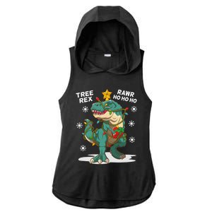 Tree Rex Christmas Tree Dinosaur Costume For Christma Cute Gift Ladies PosiCharge Tri-Blend Wicking Draft Hoodie Tank