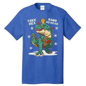 Tree Rex Christmas Tree Dinosaur Costume For Christma Cute Gift Tall T-Shirt