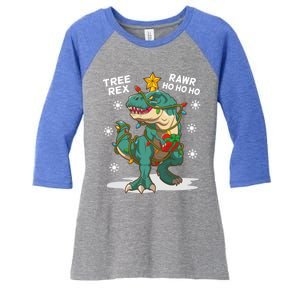 Tree Rex Christmas Tree Dinosaur Costume For Christma Cute Gift Women's Tri-Blend 3/4-Sleeve Raglan Shirt