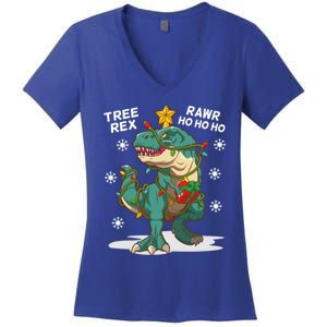 Tree Rex Christmas Tree Dinosaur Costume For Christma Cute Gift Women's V-Neck T-Shirt