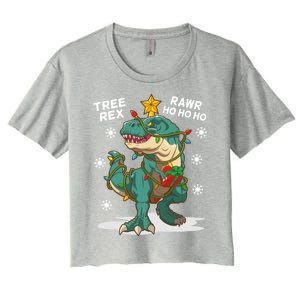 Tree Rex Christmas Tree Dinosaur Costume For Christma Cute Gift Women's Crop Top Tee