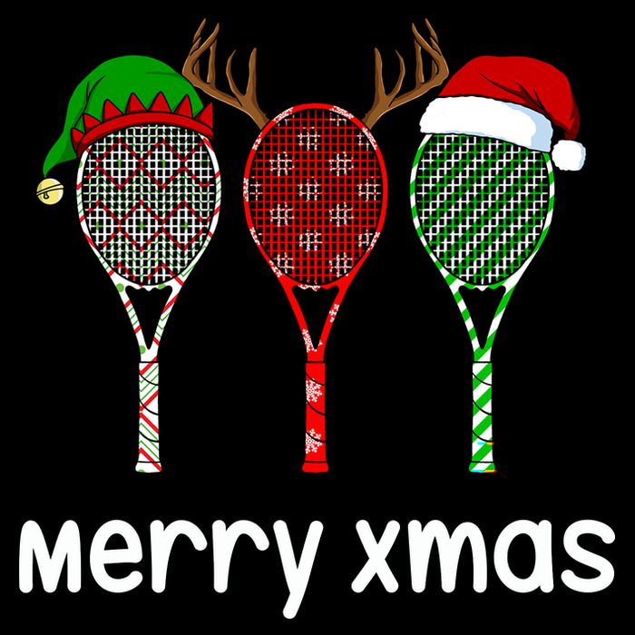 Tennis Racket Christmas Hat Reindeer Anlter Game Sport Sweatshirt Long Sleeve Shirt