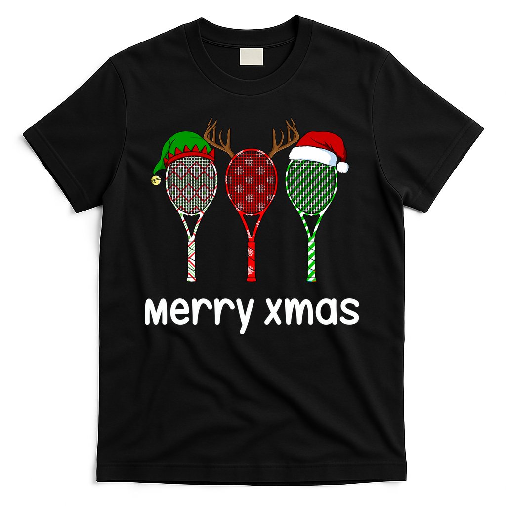 Tennis Racket Christmas Hat Reindeer Anlter Game Sport Sweatshirt T-Shirt