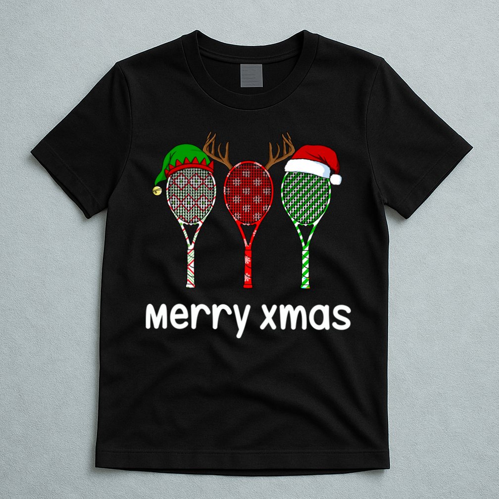 Tennis Racket Christmas Hat Reindeer Anlter Game Sport Sweatshirt T-Shirt