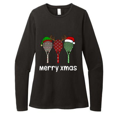 Tennis Racket Christmas Hat Reindeer Anlter Game Sport Sweatshirt Womens CVC Long Sleeve Shirt