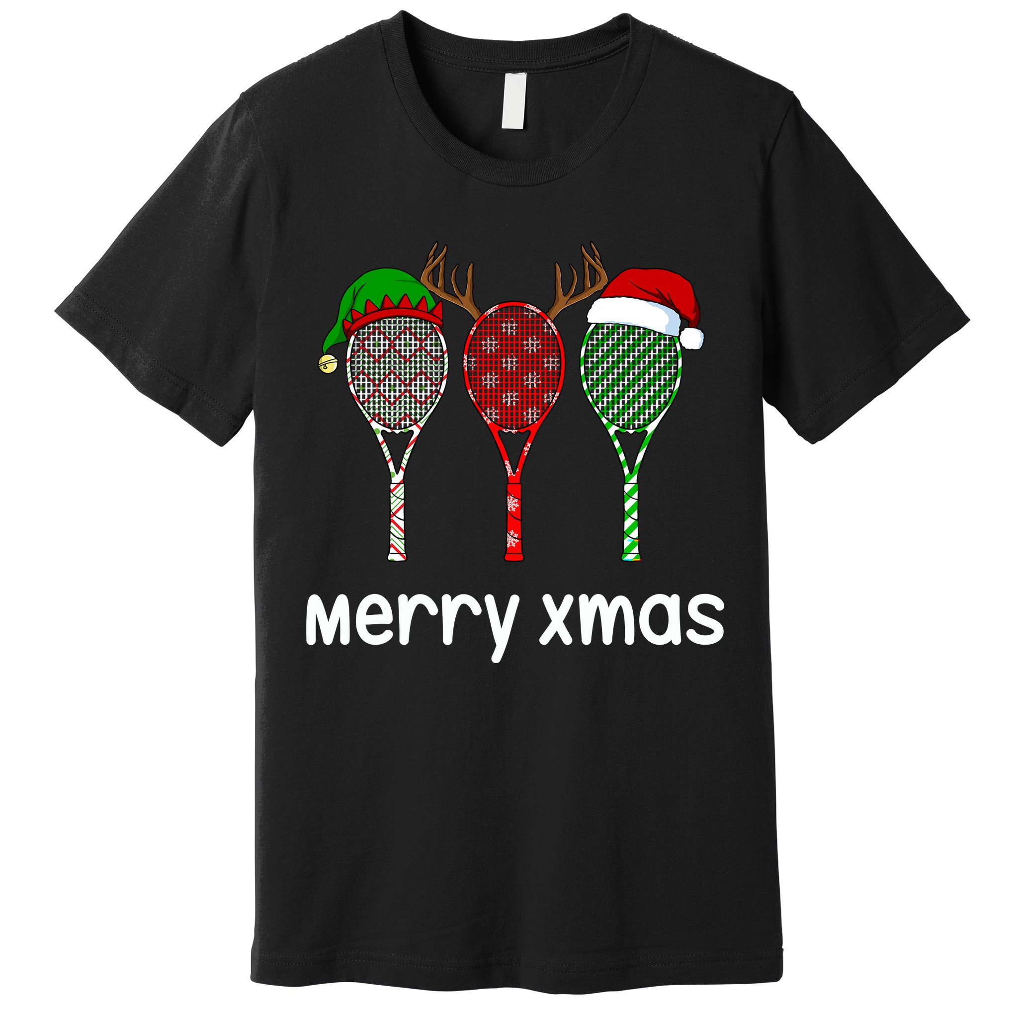 Tennis Racket Christmas Hat Reindeer Anlter Game Sport Sweatshirt Premium T-Shirt