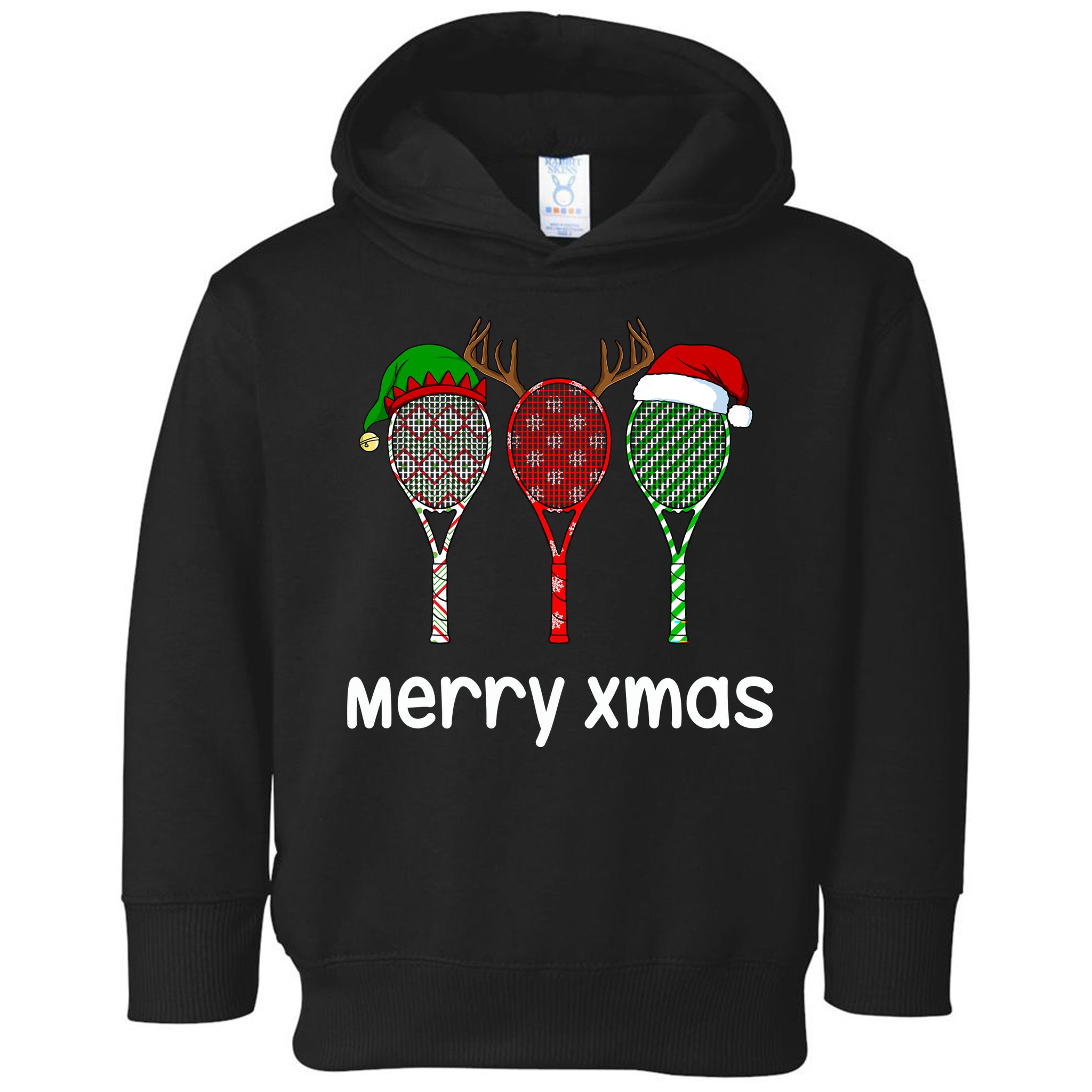 Tennis Racket Christmas Hat Reindeer Anlter Game Sport Sweatshirt Toddler Hoodie