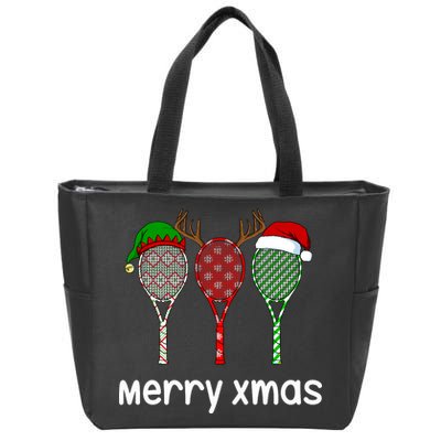 Tennis Racket Christmas Hat Reindeer Anlter Game Sport Sweatshirt Zip Tote Bag