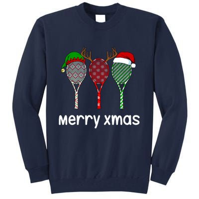 Tennis Racket Christmas Hat Reindeer Anlter Game Sport Sweatshirt Tall Sweatshirt