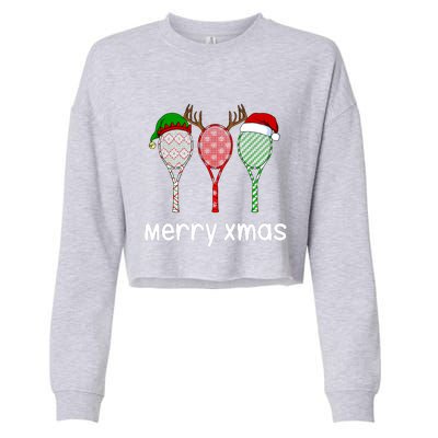 Tennis Racket Christmas Hat Reindeer Anlter Game Sport Sweatshirt Cropped Pullover Crew