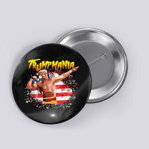 Trump Republican Convention Wrestling Meme Trumpamania Us Flag Background Button