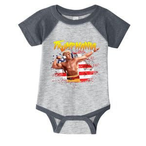 Trump Republican Convention Wrestling Meme Trumpamania Us Flag Background Infant Baby Jersey Bodysuit