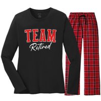 Team Retired Cool Varsity Couples Retirement Gifts Women's Long Sleeve Flannel Pajama Set 