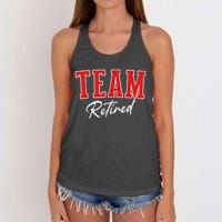 Team Retired Cool Varsity Couples Retirement Gifts Women's Knotted Racerback Tank