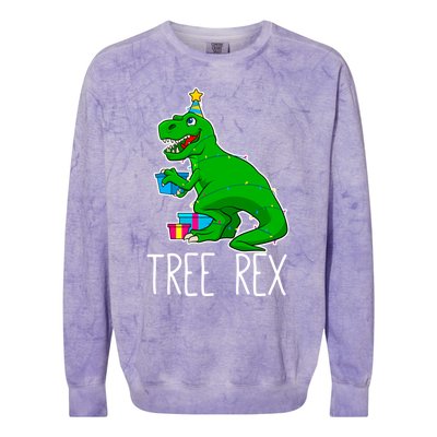 Tree Rex Christmas Dinosaur Funny Xmas Trex Cute Gift Colorblast Crewneck Sweatshirt