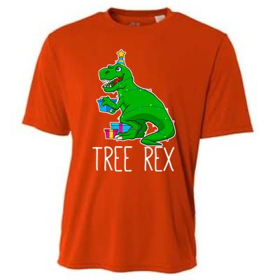 Tree Rex Christmas Dinosaur Funny Xmas Trex Cute Gift Cooling Performance Crew T-Shirt