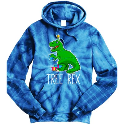 Tree Rex Christmas Dinosaur Funny Xmas Trex Cute Gift Tie Dye Hoodie