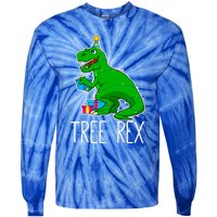 Tree Rex Christmas Dinosaur Funny Xmas Trex Cute Gift Tie-Dye Long Sleeve Shirt