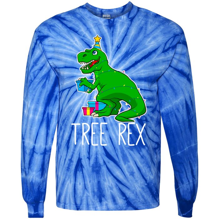 Tree Rex Christmas Dinosaur Funny Xmas Trex Cute Gift Tie-Dye Long Sleeve Shirt