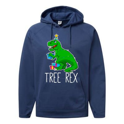 Tree Rex Christmas Dinosaur Funny Xmas Trex Cute Gift Performance Fleece Hoodie