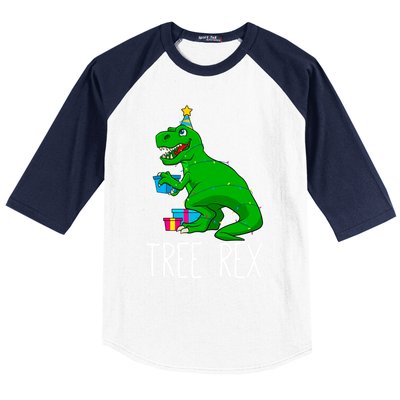 Tree Rex Christmas Dinosaur Funny Xmas Trex Cute Gift Baseball Sleeve Shirt