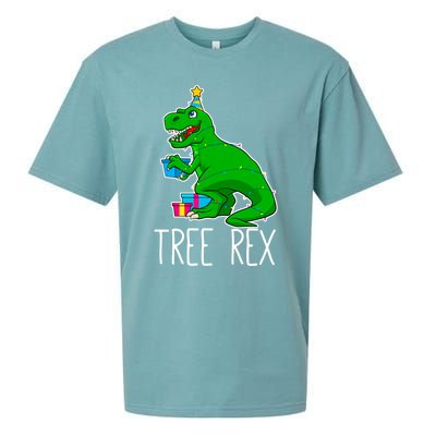 Tree Rex Christmas Dinosaur Funny Xmas Trex Cute Gift Sueded Cloud Jersey T-Shirt