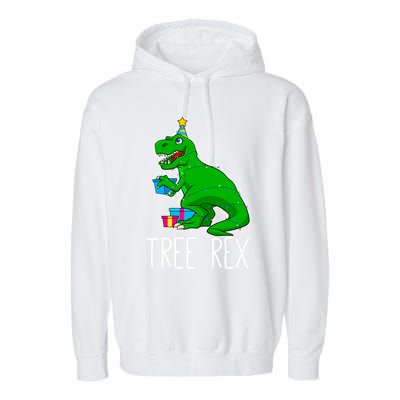 Tree Rex Christmas Dinosaur Funny Xmas Trex Cute Gift Garment-Dyed Fleece Hoodie