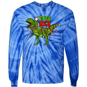 Tree Rex Christmas Holiday Trex Dinosaur Santa Gift Meaningful Gift Tie-Dye Long Sleeve Shirt