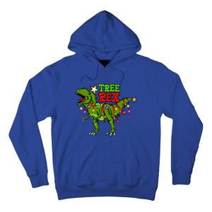 Tree Rex Christmas Holiday Trex Dinosaur Santa Gift Meaningful Gift Tall Hoodie