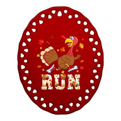 Turkey Run Costume Thanksgiving Running Turkey Trot Ceramic Oval Ornament