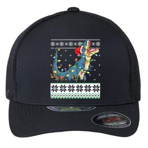 Tree Rex Christmas Lights Ugly Christmas Sweater Gift Flexfit Unipanel Trucker Cap