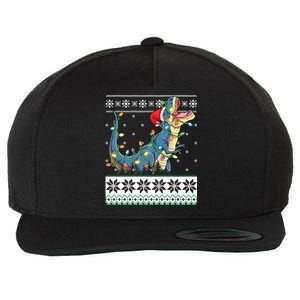 Tree Rex Christmas Lights Ugly Christmas Sweater Gift Wool Snapback Cap