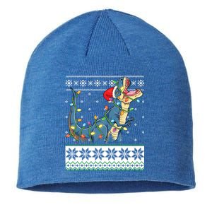 Tree Rex Christmas Lights Ugly Christmas Sweater Gift Sustainable Beanie