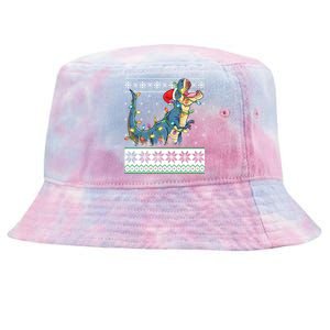 Tree Rex Christmas Lights Ugly Christmas Sweater Gift Tie-Dyed Bucket Hat