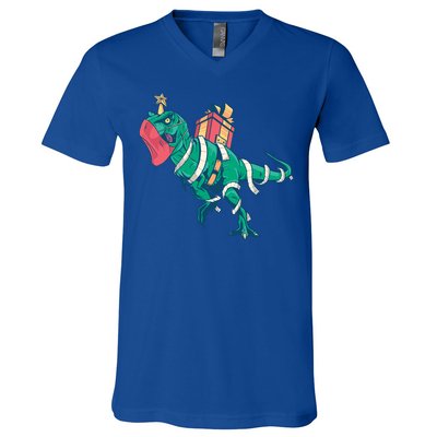 Tree Rex Christmas Gift V-Neck T-Shirt