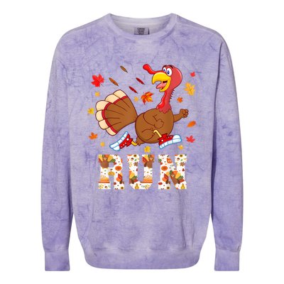 Turkey Run Costume Thanksgiving Running Turkey Trot Colorblast Crewneck Sweatshirt