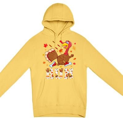 Turkey Run Costume Thanksgiving Running Turkey Trot Premium Pullover Hoodie