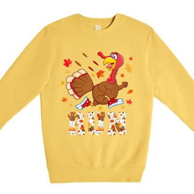 Turkey Run Costume Thanksgiving Running Turkey Trot Premium Crewneck Sweatshirt