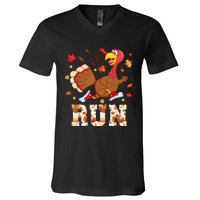 Turkey Run Costume Thanksgiving Running Turkey Trot V-Neck T-Shirt