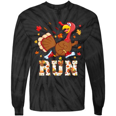 Turkey Run Costume Thanksgiving Running Turkey Trot Tie-Dye Long Sleeve Shirt